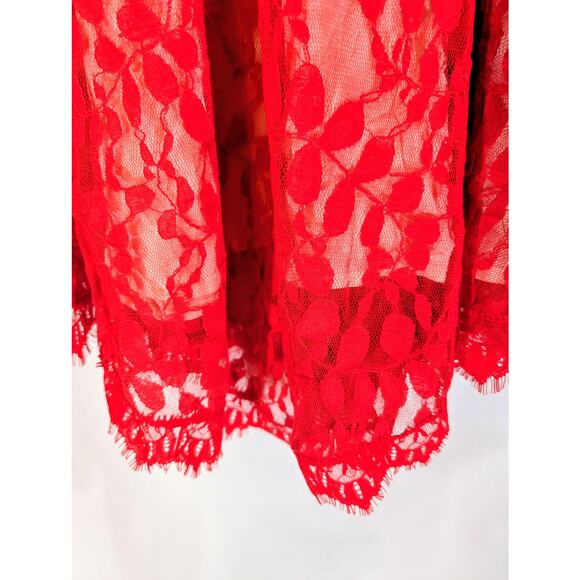 Free People Hot Red Lace Fit & Flare Dress Size 4 NWT - Picture 5 of 9